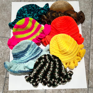 crochet ruffle hats by fancybullcreatuins