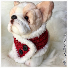 Load image into Gallery viewer, Handmade crochet holiday button pet scarf FANCYBULL CREATIONS