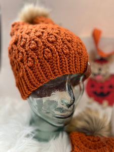 burnt orange handmade crochet slouchy beanie for sale