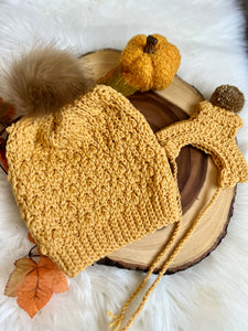Handmade crochet Furbaby & Mom beanie hat set