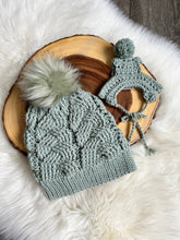 Load image into Gallery viewer, Sage Mommy and Matching Puppy Beanie Hat Set