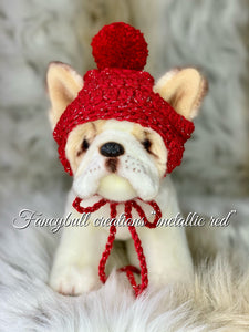 red metallic dog hat