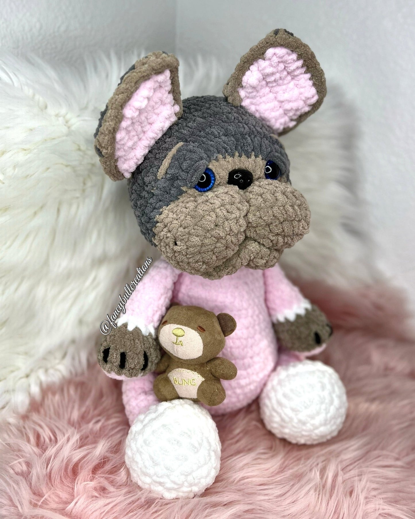 Blue Tri French Bulldog PJ Plushie - FancyBull Creations