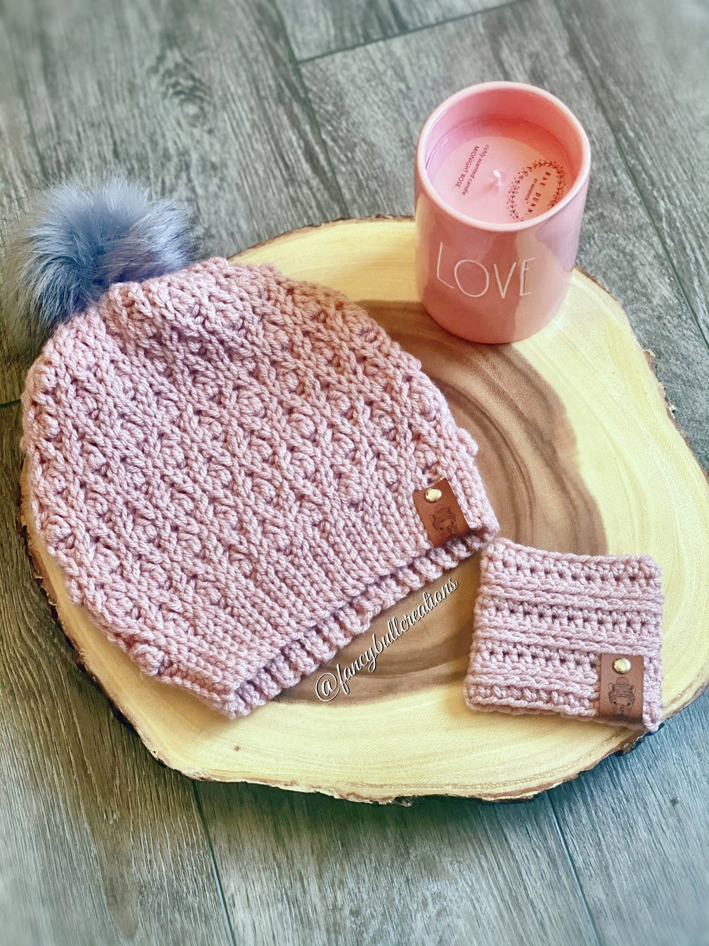 Crochet Slouchy Winter Beanie & Coffee Sleeve - FancyBull Creations