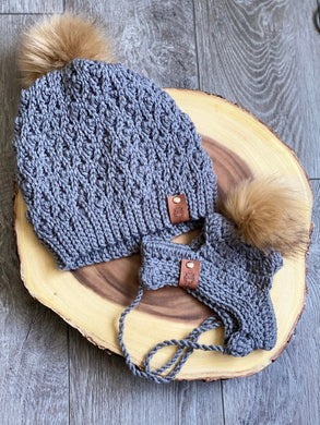 Gray Mommy and Matching French Bulldog Dog Beanie Hat Set - FancyBull Creations