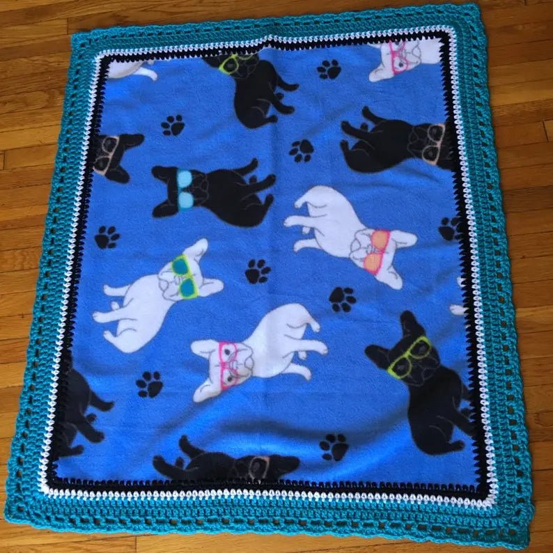 Handmade crochet edge pet fleece blanket - FancyBull Creations