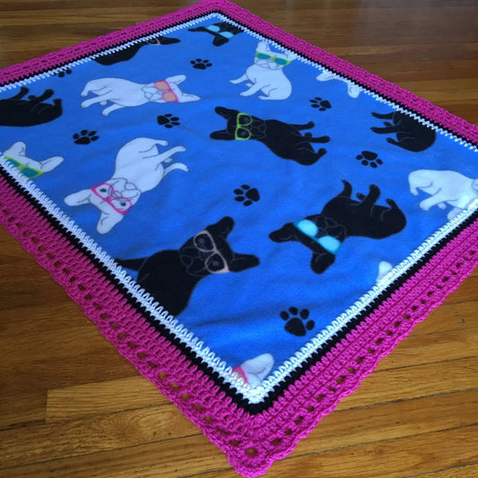 Handmade crochet edge pet fleece blanket - FancyBull Creations