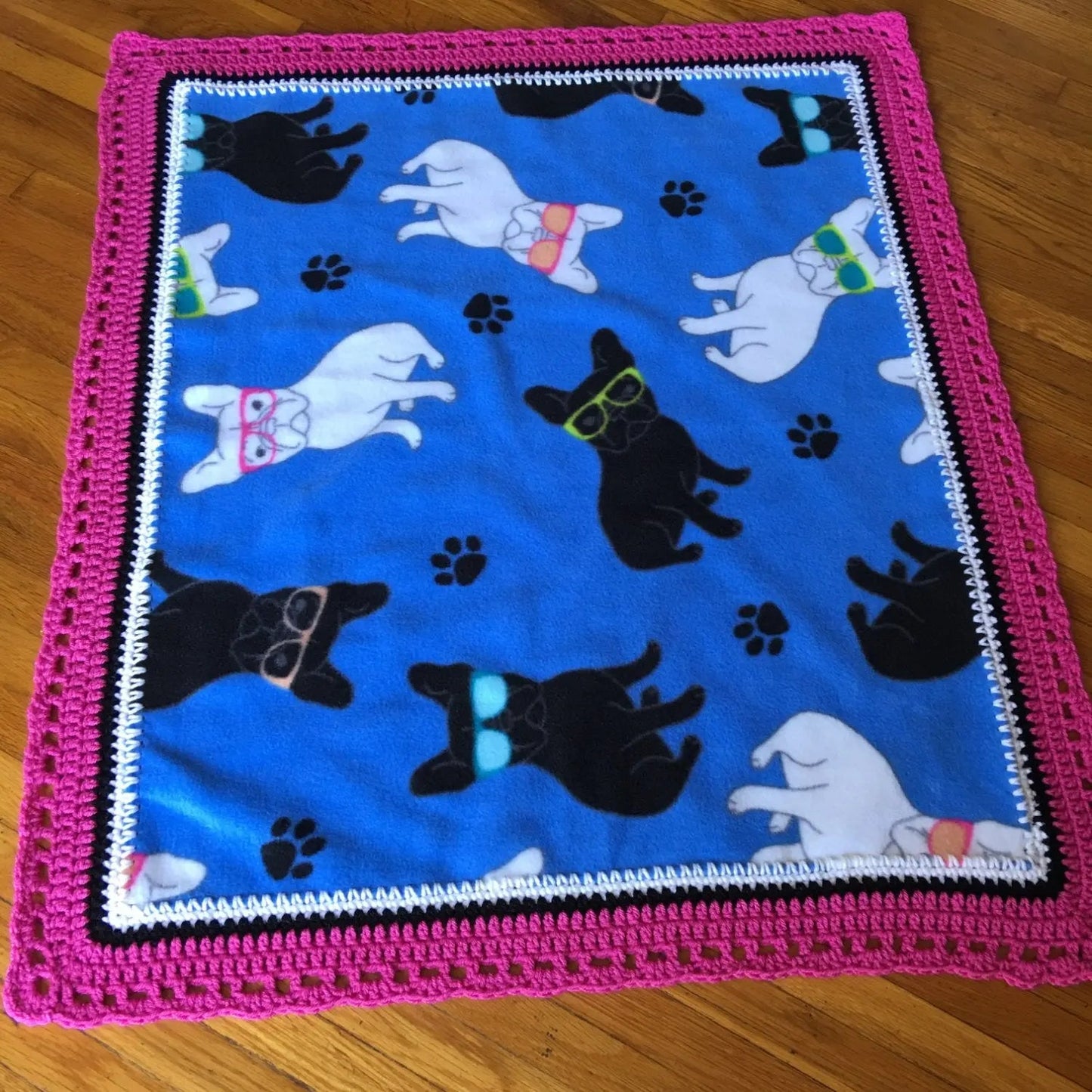 Handmade crochet edge pet fleece blanket - FancyBull Creations