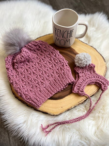 Handmade crochet Furbaby & Mom beanie hat set - FancyBull Creations