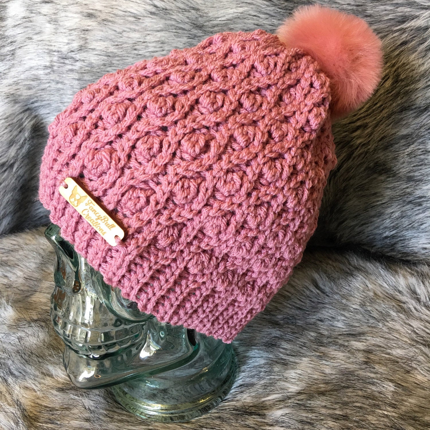 Handmade crochet Furbaby & Mom beanie hat set - FancyBull Creations