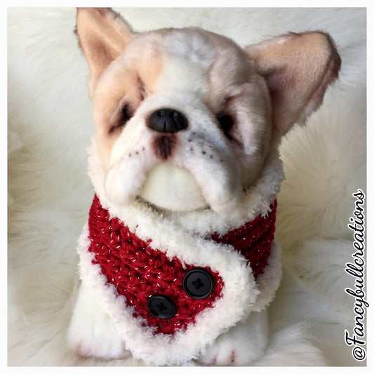 Handmade crochet holiday button pet scarf - FancyBull Creations