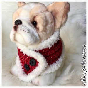 Handmade crochet holiday button pet scarf - FancyBull Creations