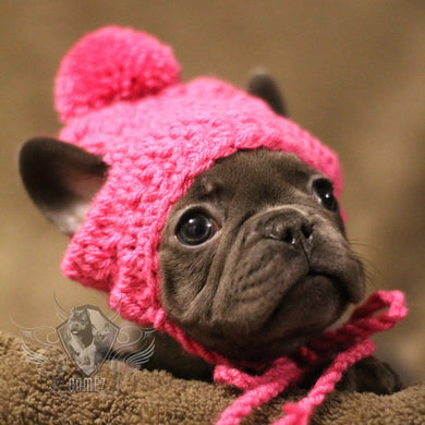 Handmade Crochet puppy dog beanie hat French Bulldog - FancyBull Creations