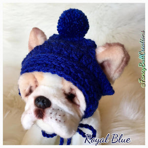 Handmade crochet puppy dog pom pom beanie - FancyBull Creations