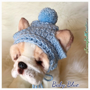 Handmade crochet puppy dog pom pom beanie - FancyBull Creations