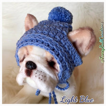 Load image into Gallery viewer, Handmade crochet puppy dog pom pom beanie - FancyBull Creations