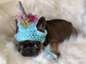 Handmade crochet Unicorn puppy dog hat - FancyBull Creations