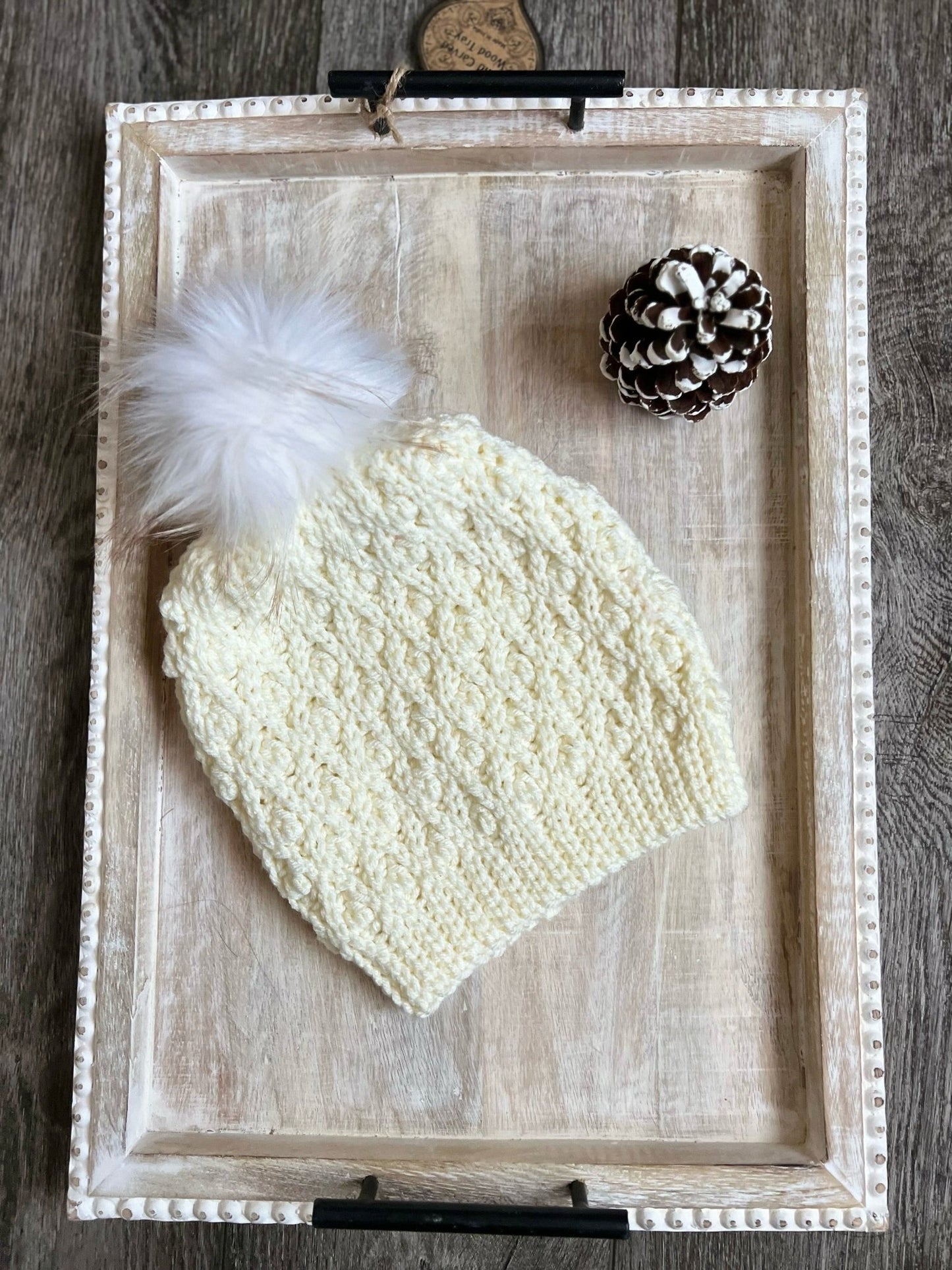 Ivory Mommy and Matching Pet Dog Beanie Hat Set - FancyBull Creations