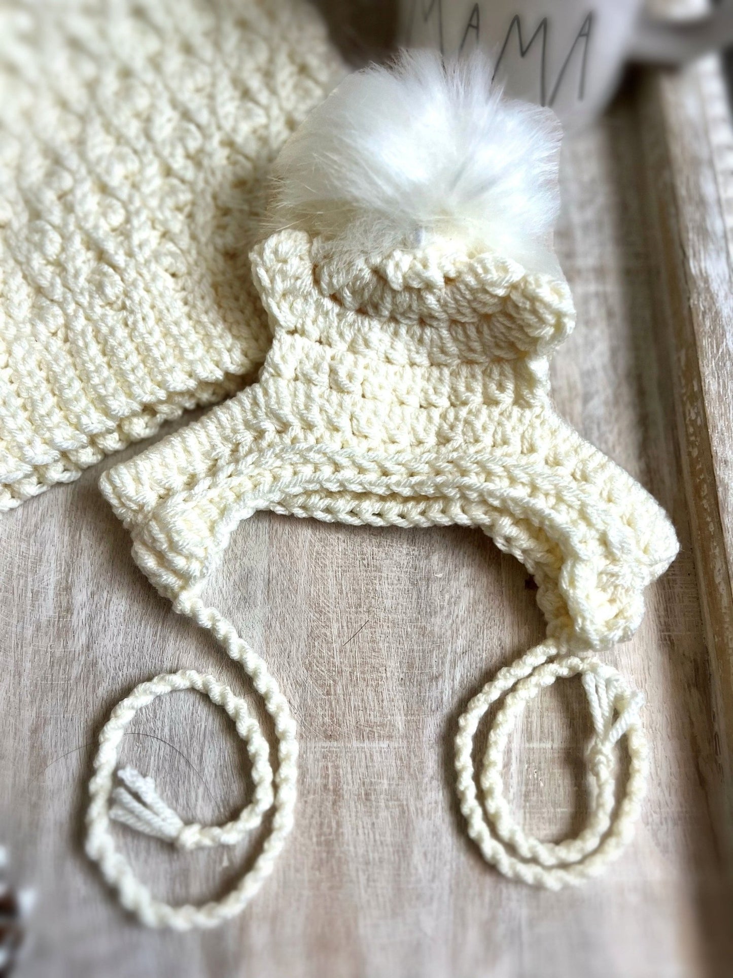 Ivory Mommy and Matching Pet Dog Beanie Hat Set - FancyBull Creations