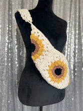 Load image into Gallery viewer, Ivory Sunflower Boho crossbody fanny - pack style handmade crochet purse: cell phone holder sling bag Bum Bag - FancyBull Creations