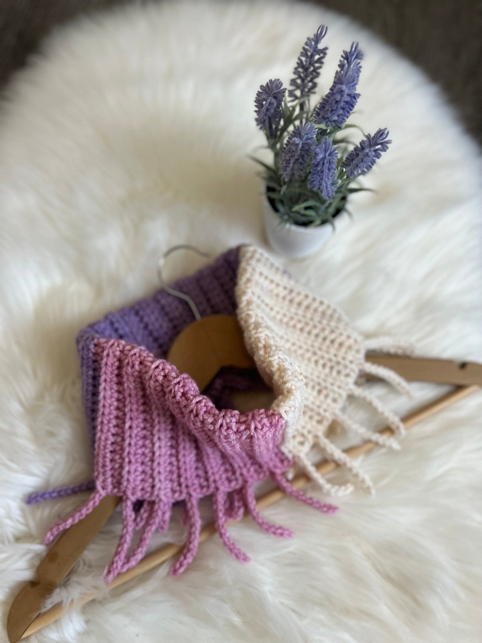 "Lavender - Vanilla" Child Size Neck Warmer Cowl Snood - FancyBull Creations