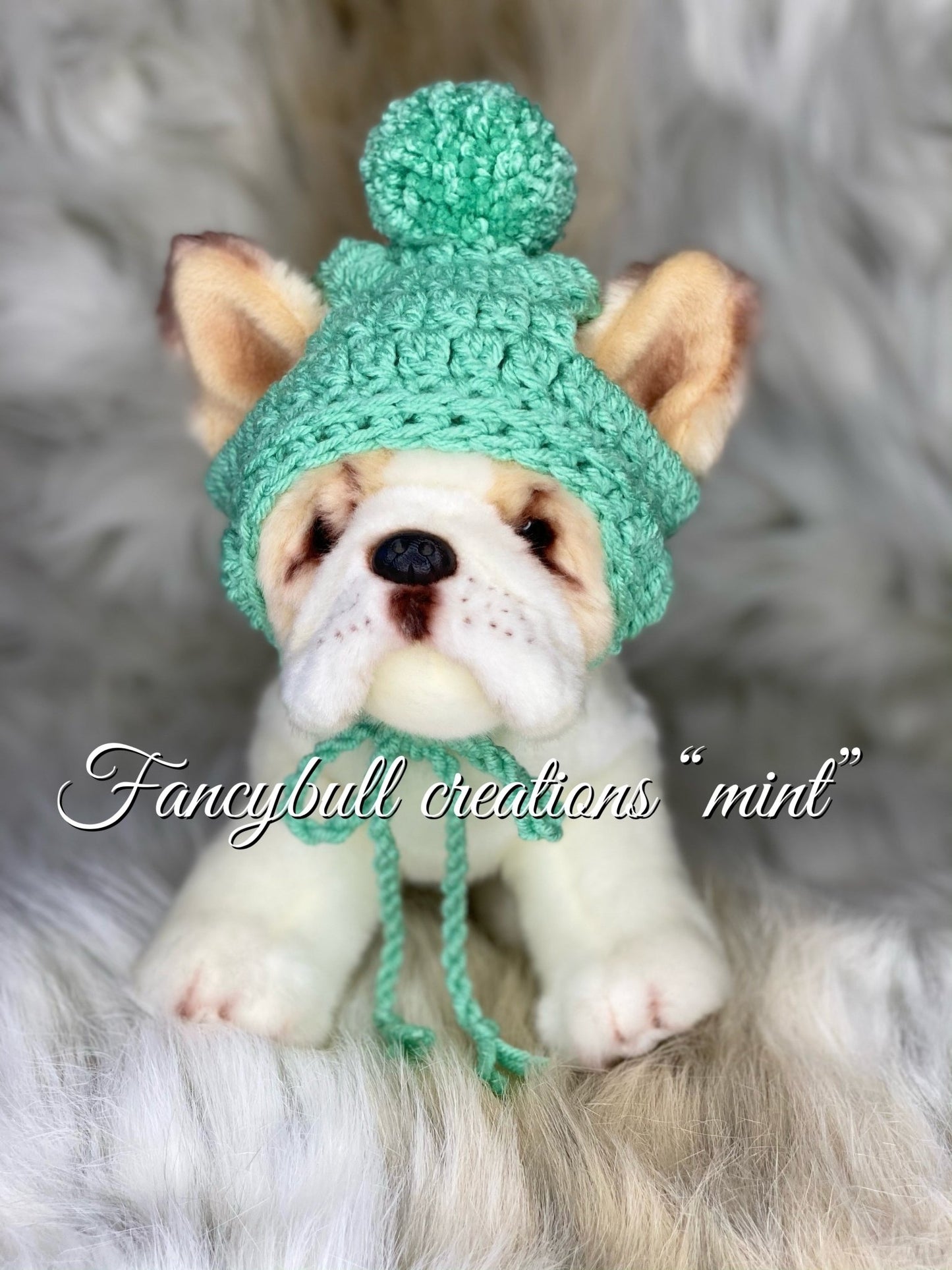 Pompom Dog Hat Knit Crochet Handmade - FancyBull Creations