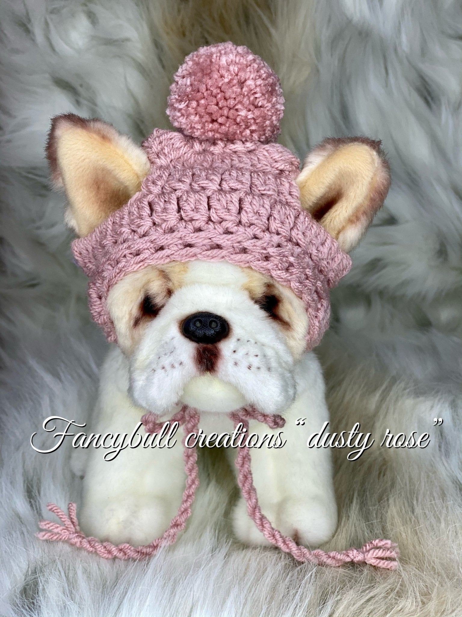 Bulldog Knit Dog Hat With Ear Holes Pattern Eeyore Dog Costume Dog