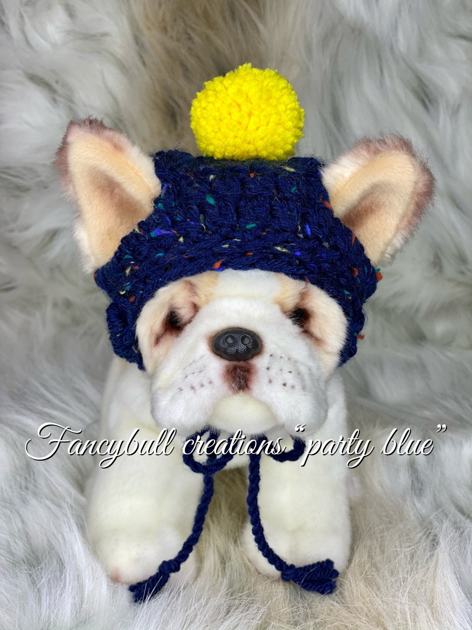 Pompom Dog Hat Knit Crochet Handmade - FancyBull Creations