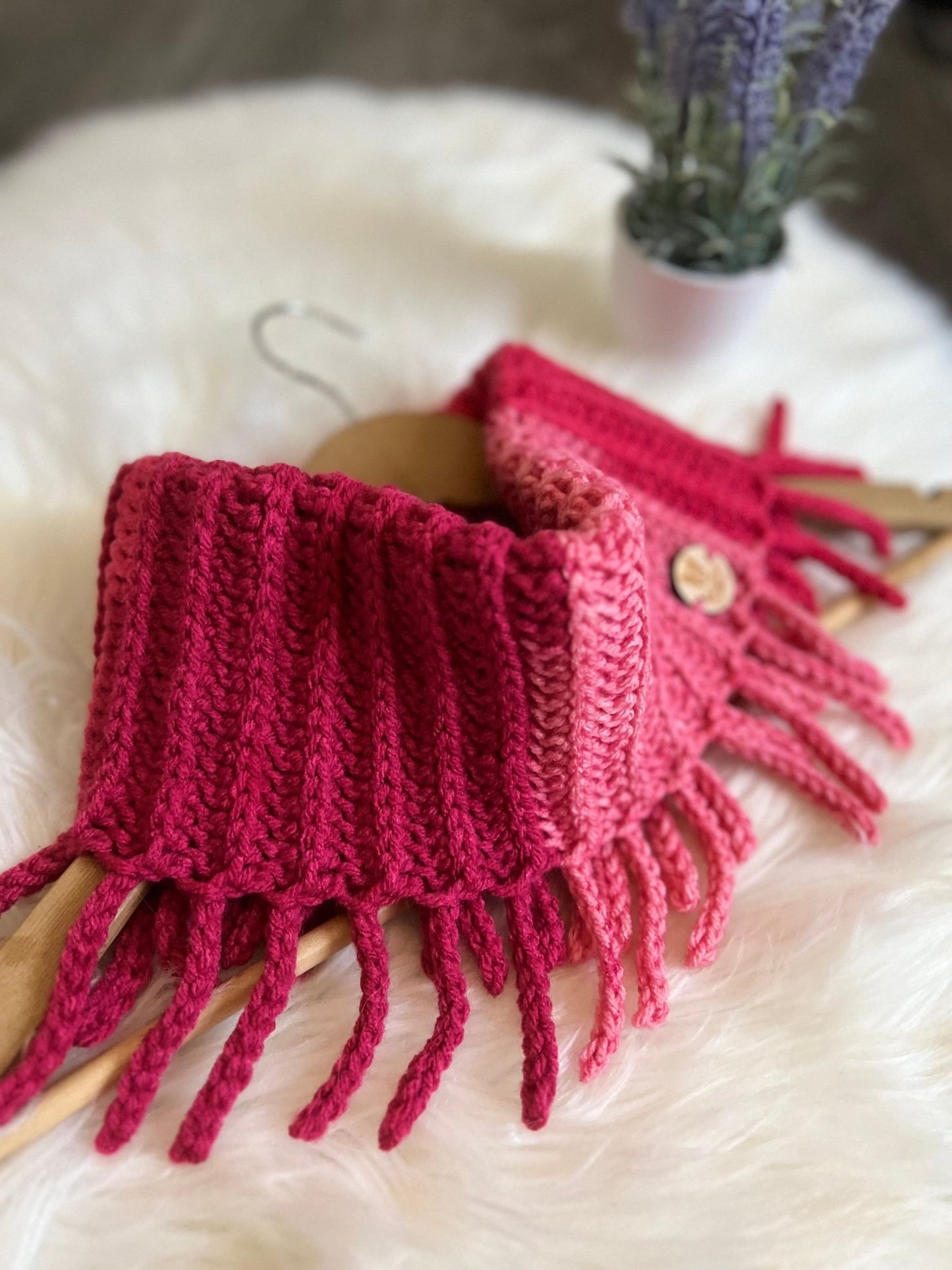 "Raspberry" Child Size Neck Warmer Cowl Snood - FancyBull Creations