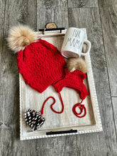 Load image into Gallery viewer, Red Fur Mama with Matching Pet puppy Dog Beanie Hat Set - FancyBull Creations