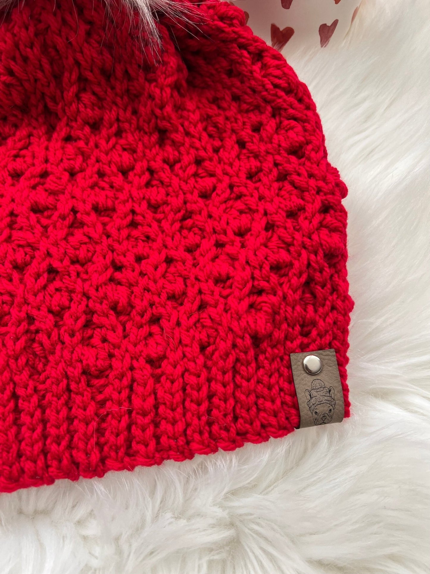 Red Mommy and Matching Puppy Beanie Hat Set - FancyBull Creations