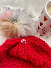 Load image into Gallery viewer, Red Mommy and Matching Puppy Beanie Hat Set - FancyBull Creations