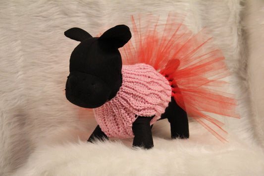 Valentine's Day puppy ballerina sweater dress - FancyBull Creations