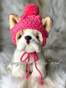 Handmade Crochet puppy dog beanie hat French Bulldog FANCYBULL CREATIONS