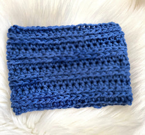 blue crochet puppy dog snood