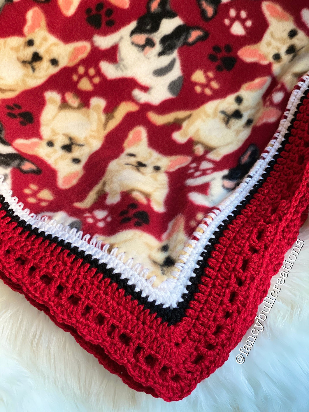 Welcome Home Furbaby French Bulldog Pattern Puppy Blanket FANCYBULL CREATIONS