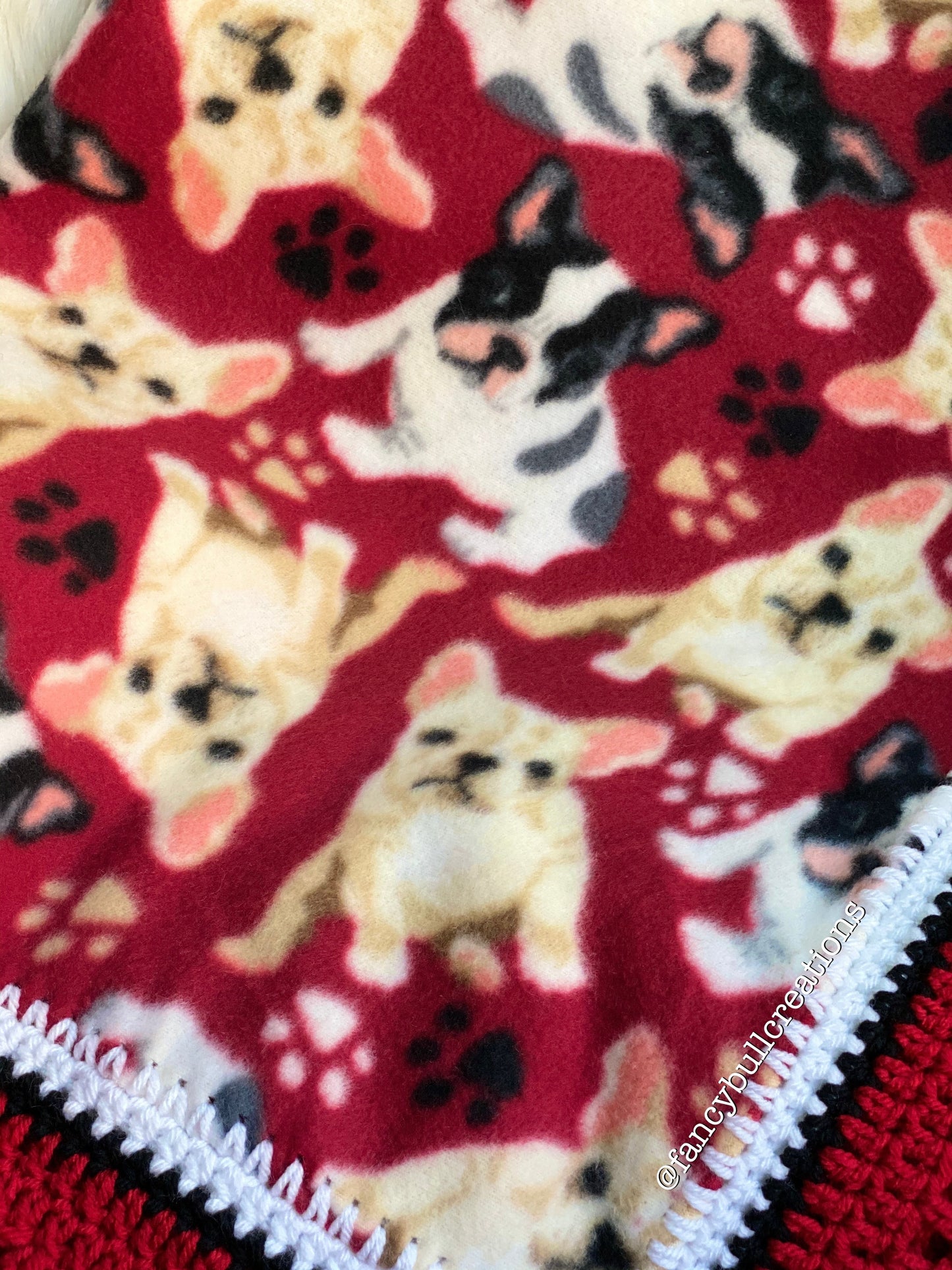 Welcome Home Furbaby French Bulldog Pattern Puppy Blanket FANCYBULL CREATIONS