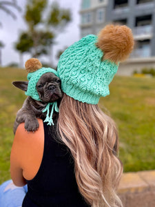 Mint Mommy and Matching Pet Beanie Hat Set FANCYBULL CREATIONS