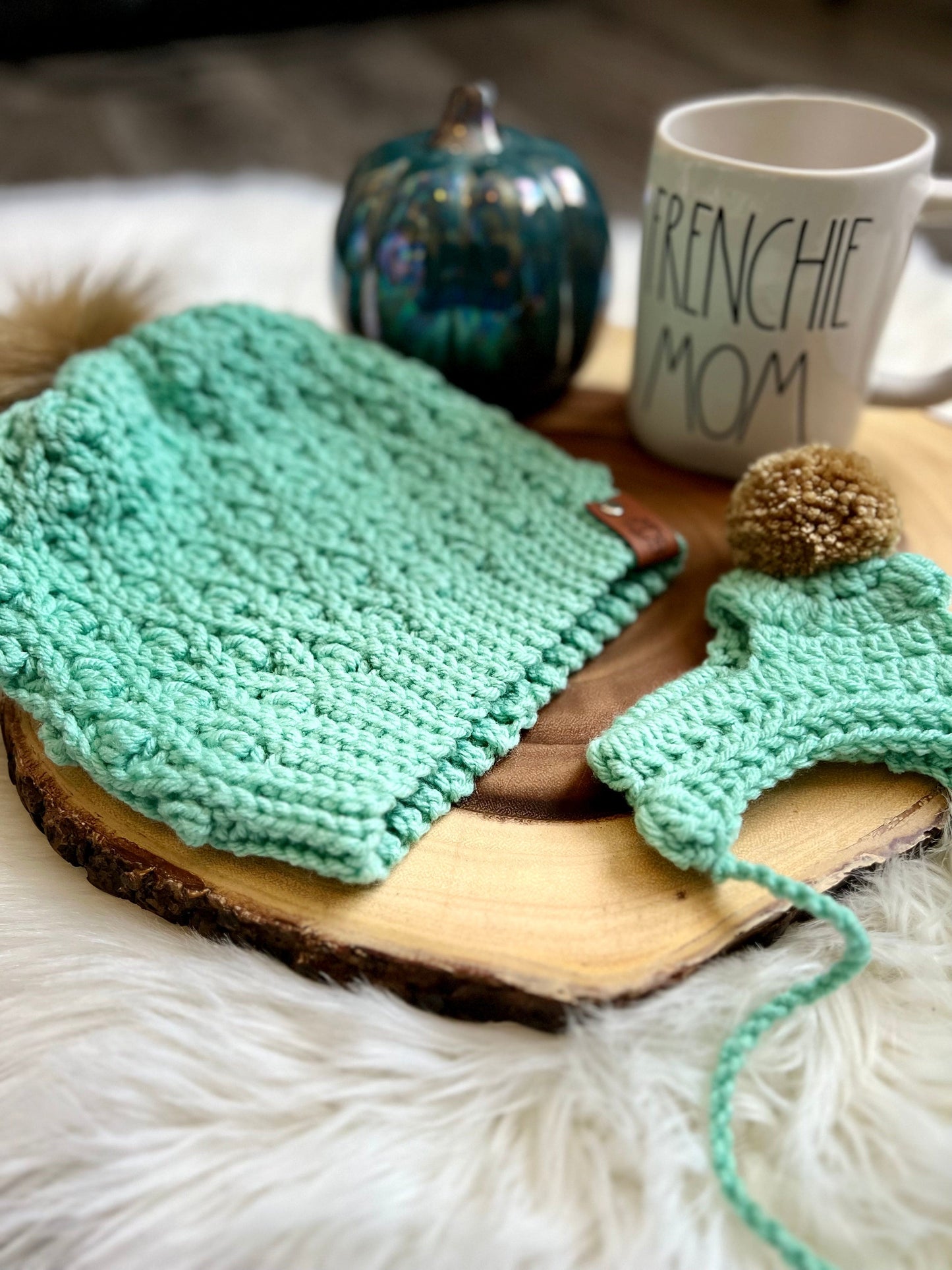 Mint Mommy and Matching Pet Beanie Hat Set FANCYBULL CREATIONS