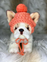 Load image into Gallery viewer, sherbert fancybull creations crochet puppy hat