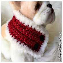 Load image into Gallery viewer, Handmade crochet holiday button pet scarf FANCYBULL CREATIONS
